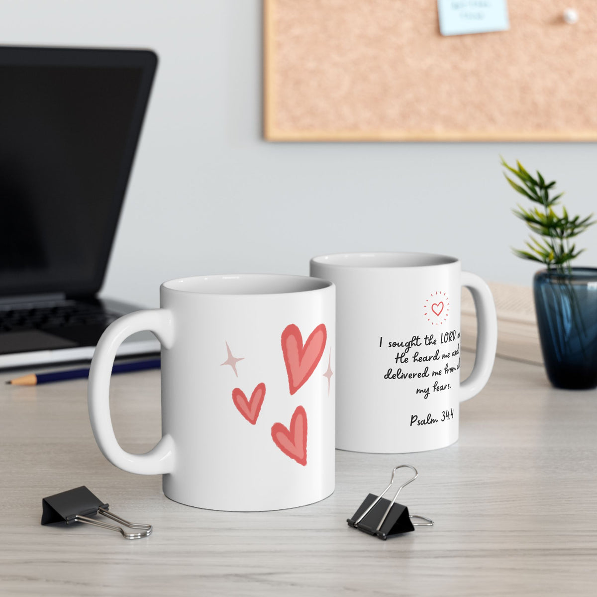 Psalm 34:4 Heart-Inspired Scripture Mug