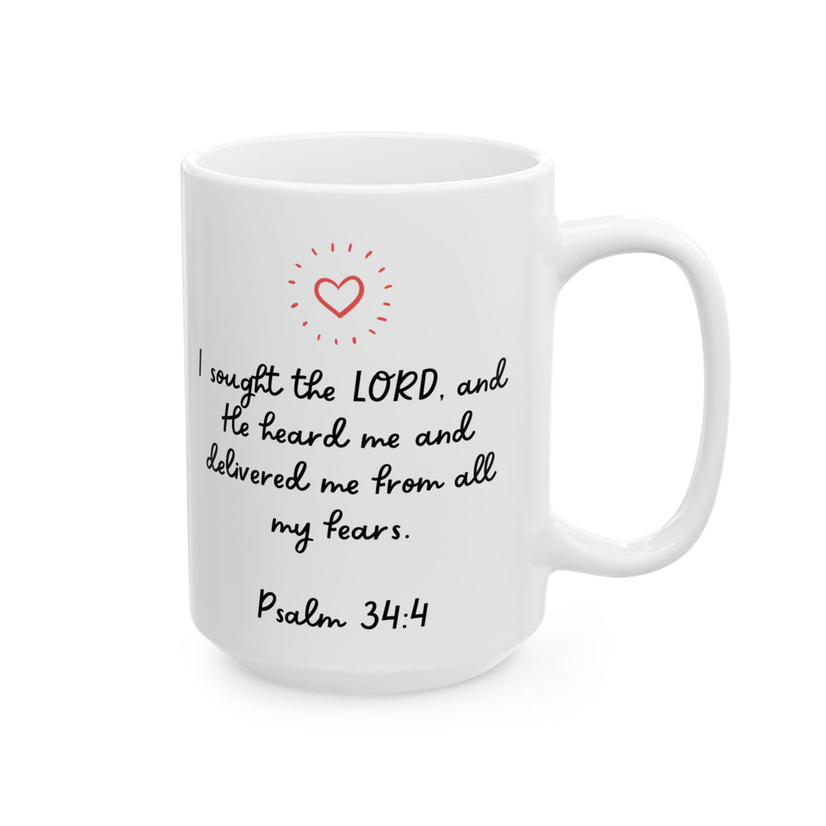 Psalm 34:4 Heart-Inspired Scripture Mug
