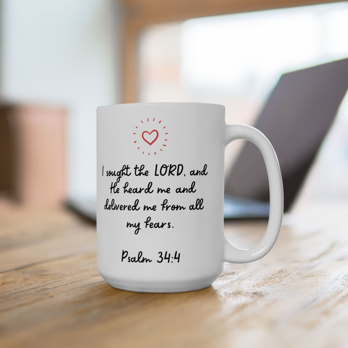 Psalm 34:4 Heart-Inspired Scripture Mug