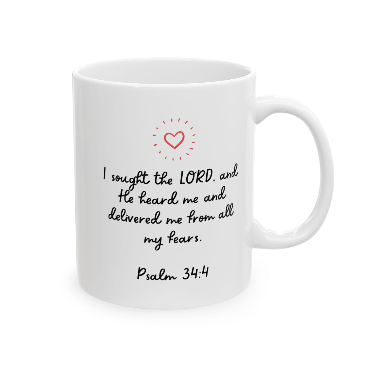Psalm 34:4 Heart-Inspired Scripture Mug