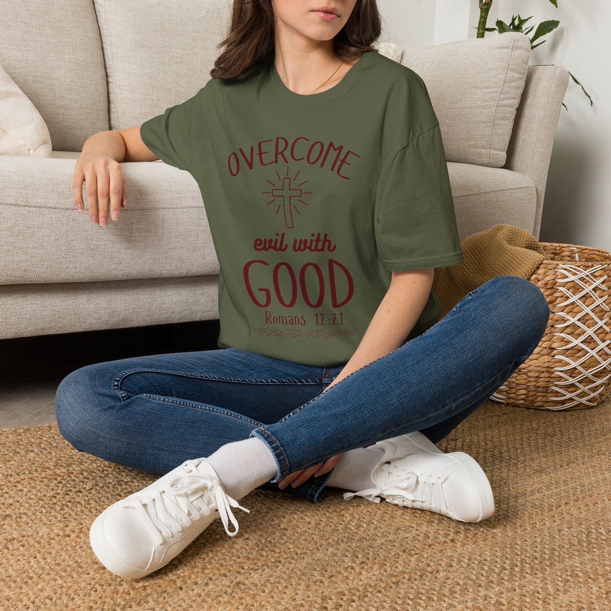 Overcome Evil With Good Christian T-Shirt | Romans 12:21 KJV