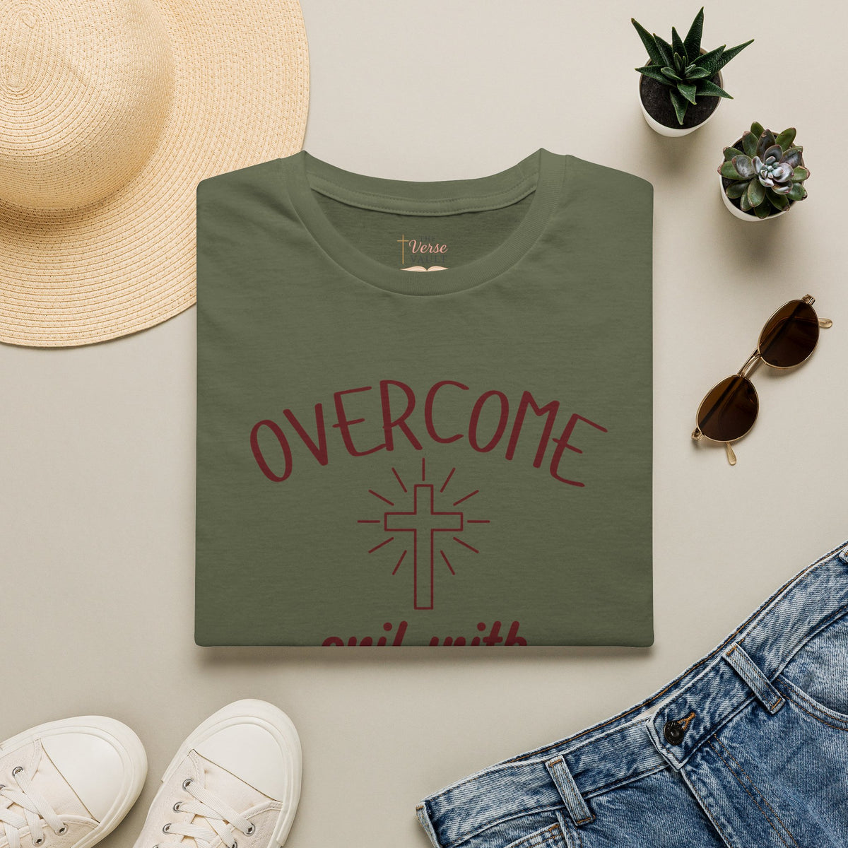 Overcome Evil With Good Christian T-Shirt | Romans 12:21 KJV